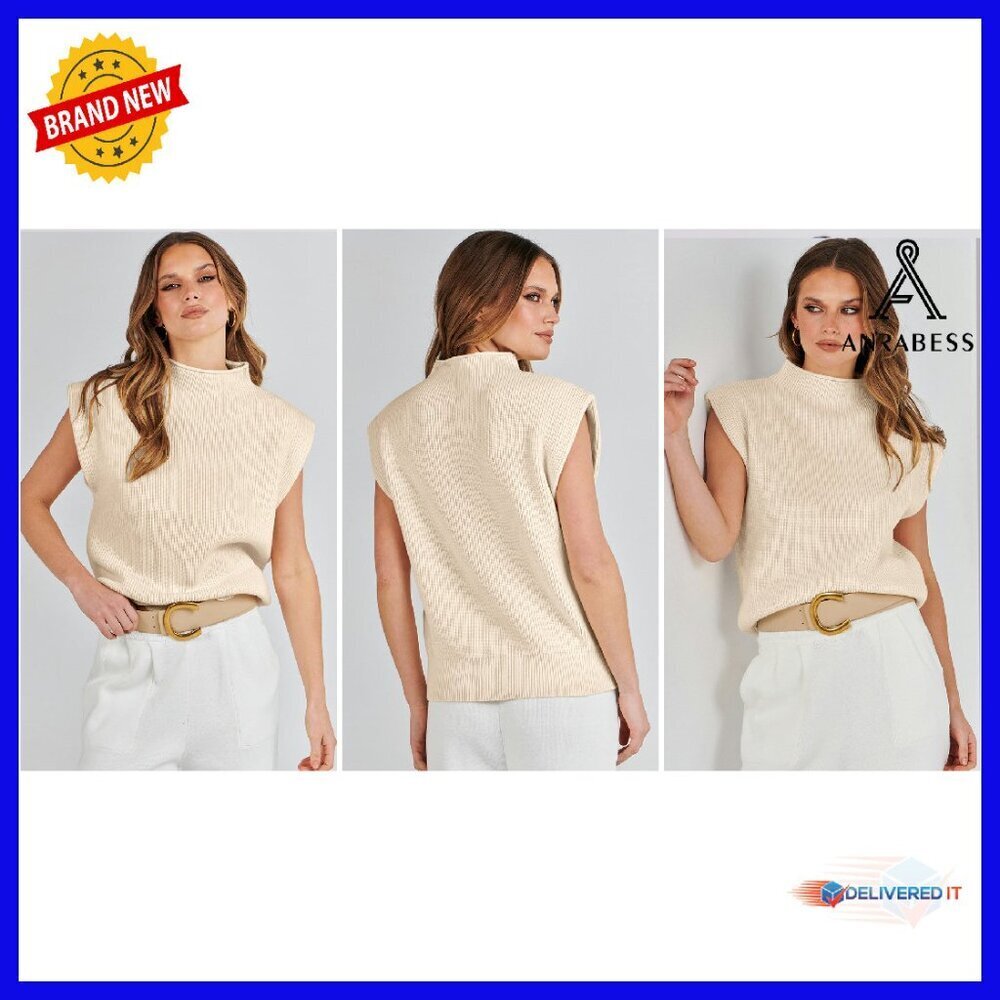 Mock Neck Sleeveless Sweater Vest Knit Pullover Tank Top Women's Casual - Picture 8 of 8